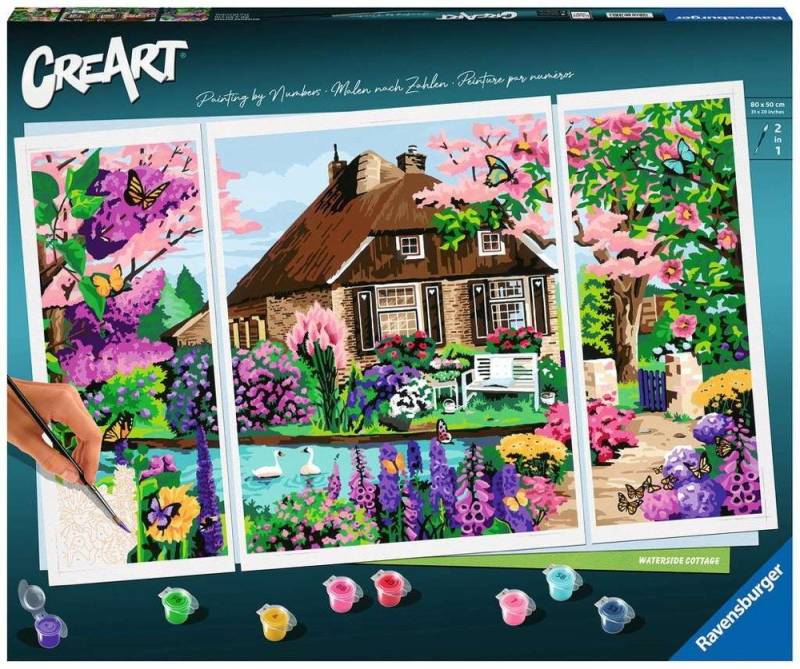 Ravensburger Verlag GmbH Malen nach Zahlen Malen nach Zahlen CREART Premium Waterside Cottage Triptychon 23550 von Ravensburger Verlag GmbH