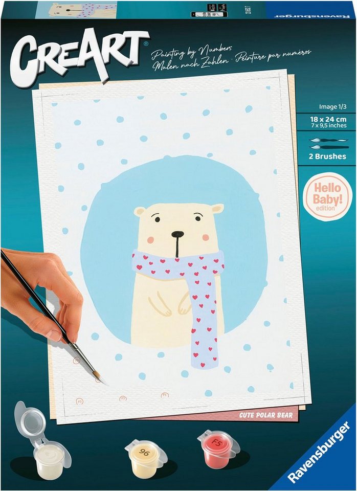 Ravensburger Malen nach Zahlen CreArt, Hello Baby: Cute Polar Bear, Made in Europe, FSC®- schützt Wald - weltweit von Ravensburger