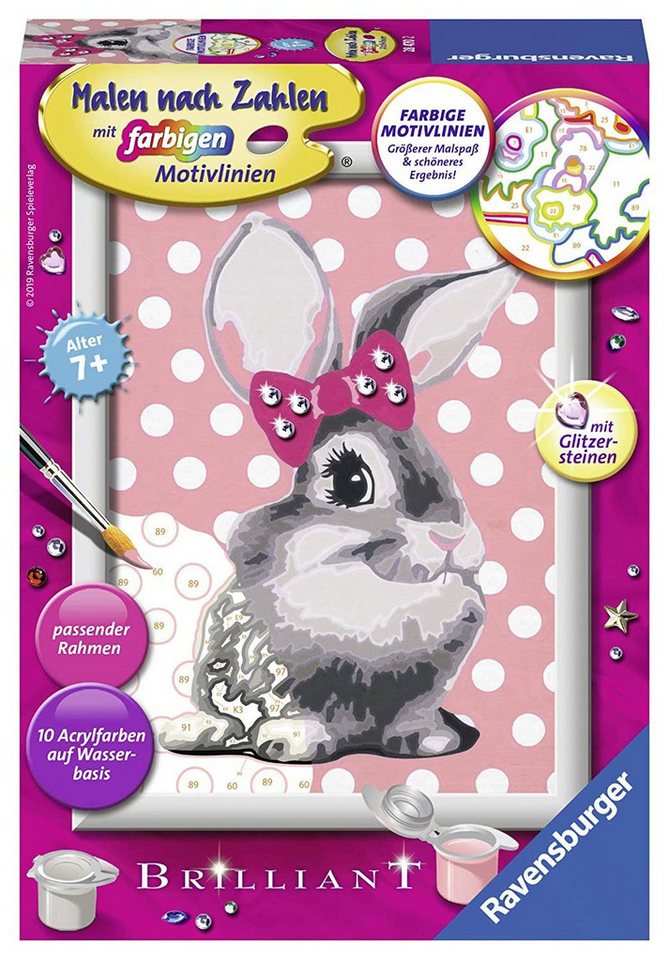 Ravensburger Malen nach Zahlen CreArt, Malen nach Zahlen Kinder - Knuffiges Häschen von Ravensburger