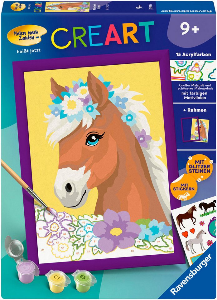 Ravensburger Malen nach Zahlen CreArt, Pferd mit Blumen, Made in Europe Ravensburger Malen nach Zahlen CreArt, Pferd mit Blumen, Made in Europe von Ravensburger
