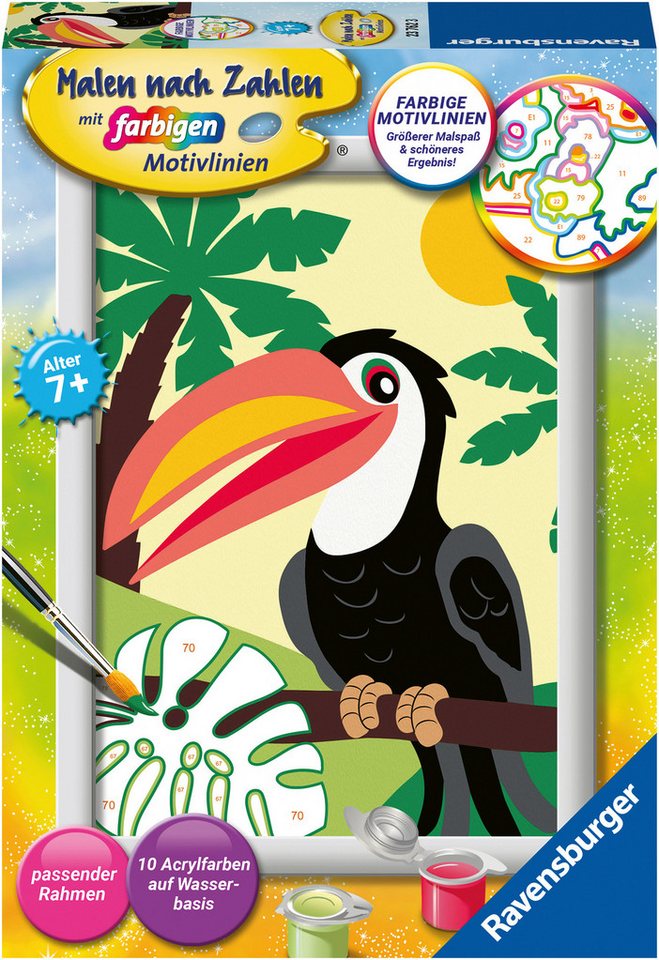 Ravensburger Malen nach Zahlen CreArt, Tukan im Dschungel, Made in Europe, FSC® - schützt Wald - weltweit von Ravensburger