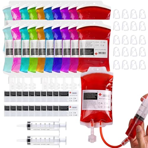 Halloween Trinkgefäß Blutbeutel, Blutbeutel zum Trinken, Blutbeutel Halloween IV Blut Taschen/Container, für Halloween, Kostüm Requisiten, Nurses Day Party (Style B) von Raveparty