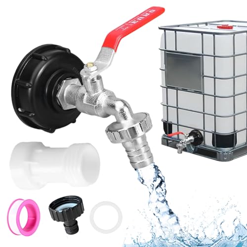 IBC Tank zubehör, 1000L IBC Auslaufhahn 3/4 Zoll, Wassertank Zubehör Ibc Container Zubehör Auslaufhahn Regentonne für Wassertank Wasserhahn, Regenwassertank IBC Tank Zubehör von Raveparty