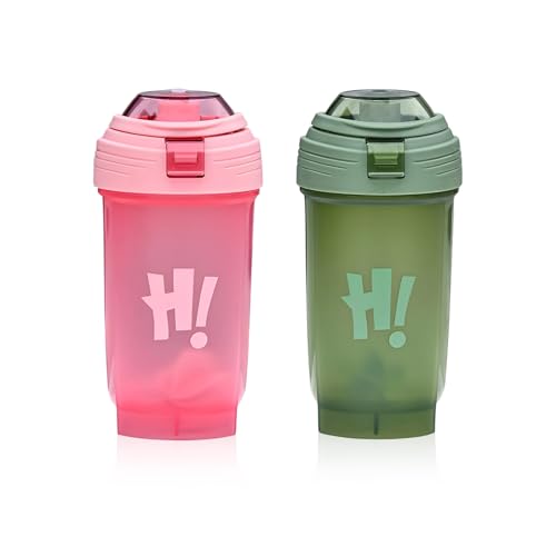 Raveparty Protein Shaker, 2 Stück 500ml Eiweiß Shake Becher, Proteinshaker mit Messskala - BPA Frei, Auslaufsicher, Langlebiger, Geruchsneutraler, Shaker für Fitness, Sport (Style C) von Raveparty