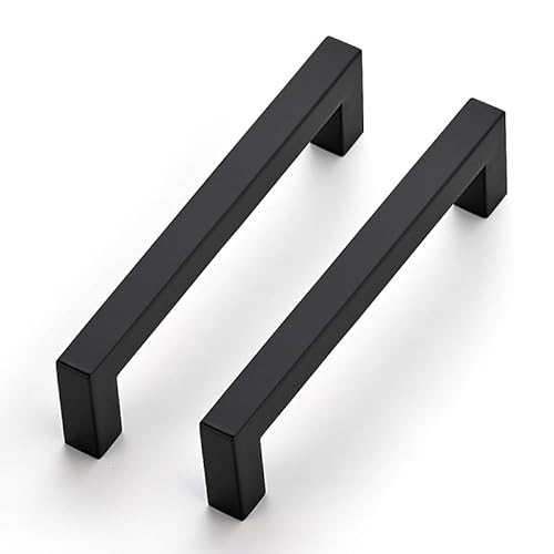 Ravinte 10 Stück Schrankgriffe 128mm Möbelgriffe Schwarz Griffe für Küchenschränke Schrankgriffe Quadratischer Griffe Möbel Rostfreier Edelstahl Türgriffef für Küchengriffe von Ravinte