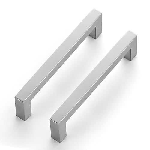 Ravinte 10 Stück Schrankgriffe 128mm Möbelgriffe Silber Griffe für Küchenschränke Schrankgriffe Quadratischer Griffe Möbel Rostfreier Edelstahl Türgriffef für Küchengriffe von Ravinte