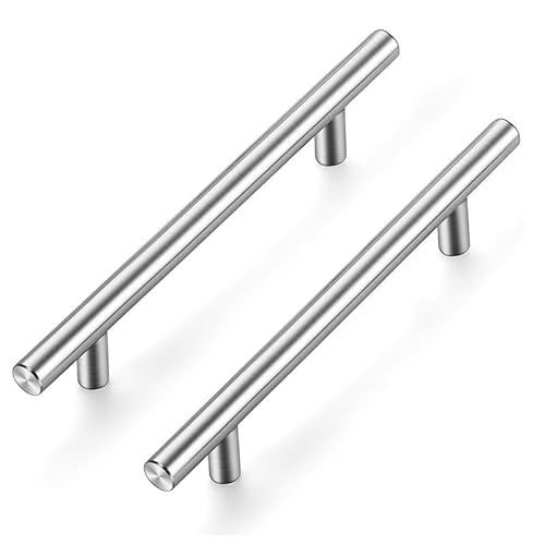 Ravinte 10 Stück Silber Möbelgriffe T Bar Griffe für Küchenschränke 128mm Lochzentrum Schrankgriffe Griffe Rostfreier Edelstahl Möbel Türgriffe von Ravinte