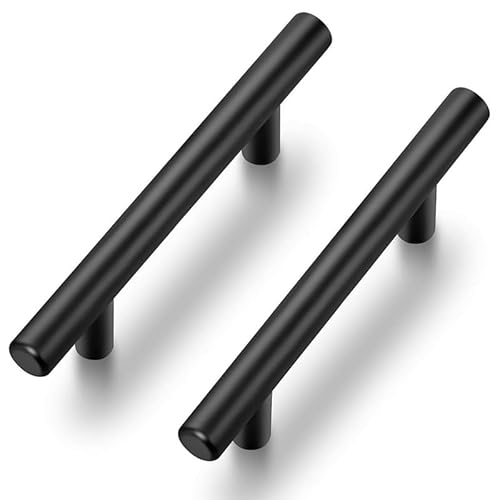 Ravinte 15 Stück Schwarz Möbelgriffe T Bar Griffe für Küchenschränke 76mm Lochzentrum Schrankgriffe Griffe Rostfreier Edelstahl Möbel Türgriffe von Ravinte