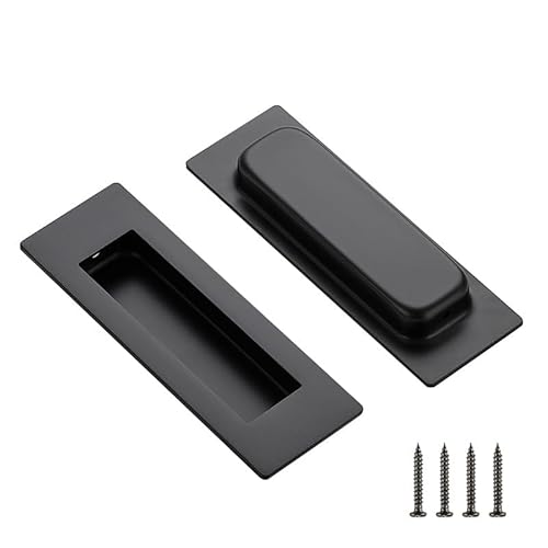 Ravinte 2 Stück Schwarz Schrank Griffe Schiebetürgriffe Schublade zieht Küchenschrank Griffe Finger zieht Hardware für Küchenschränke 120mm Länge von Ravinte