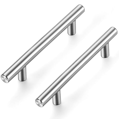 Ravinte 25 Stück Silber Möbelgriffe T Bar Griffe für Küchenschränke 96mm Lochzentrum Schrankgriffe Griffe Rostfreier Edelstahl Möbel Türgriffe von Ravinte