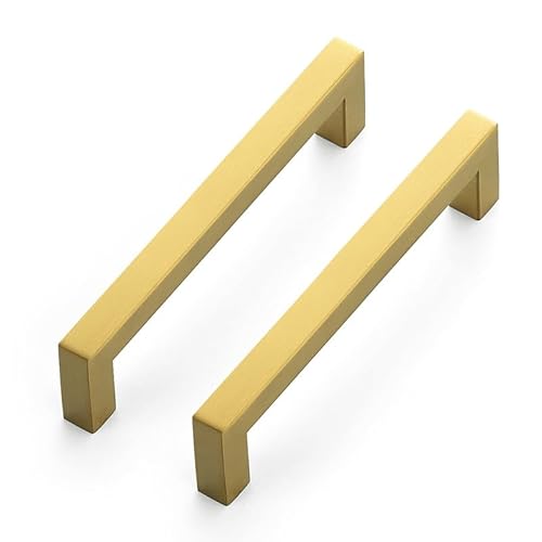 Ravinte 5 Stück Schrankgriffe 128mm Möbelgriffe Gold Griffe für Küchenschränke Schrankgriffe Quadratischer Griffe Möbel Rostfreier Edelstahl Türgriffef für Küchengriffe von Ravinte