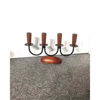 Mcm Teak Danish Luthje Denmark Kerzenständer/Kerzenleuchter Candleabra von RavishingRetro