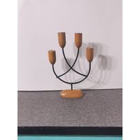 Mcm Teak Danish Modern Kerzenhalter Candleabra von RavishingRetro