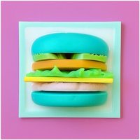 Cheeseburger Pastel 3D Resin Wand Kunst/Kitschige Pop Art Fake Food /Cheeseburger Unikate Wandskulptur von RavishingRoosters