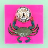 Krabbe Disco Ball 3D Kunstharz Wanddeko/Spiegelkugel Deko Discokugel Wandskulptur Hummer Krabbe Dopamin Kitschige Dekoration von RavishingRoosters