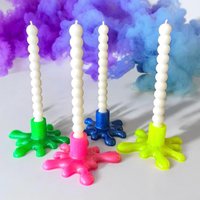 Splatter Custom Kerzenhalter/Taper Tropfender Kerzenhalter Splash Pop Art Neon Kerze Kawaii Schmelzen von RavishingRoosters