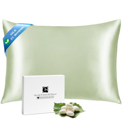 SeidenKissenbezug 40x80, Ravmix Kissenbezüge aus Seide für Haar und Haut, mit verstecktem Reißverschluss, beide Seiten Seide, Maulbeerseide Kopfkissenbezug 40x80, 1 Stück, Bohnengrün SeidenKissenbezug 40x80, Ravmix Kissenbezüge aus Seide für Haar und Haut, mit verstecktem Reißverschluss, beide Seiten Seide, Maulbeerseide Kopfkissenbezug 40x80, 1 Stück, Bohnengrün von Ravmix