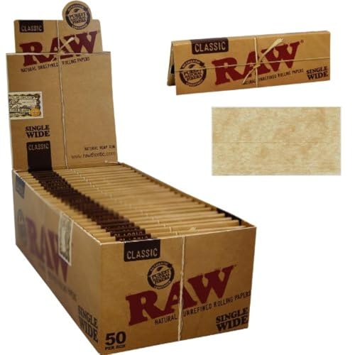 Raw Zigarettenpapier Single Wide (50x50) ungebleichte kurze Papers von RAW