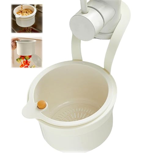 Abflusssieb Küchenspüle Sieb für Spülbecken Aufhängbar, Snap-Button Abtropfkorb für Spülbecken, Waschbecken Sieb Siebkorb Abnehmbar, Sink Strainer, Spülbecken Sieb Küche Abfluss Spüle (Weiß) von RawWeFactic