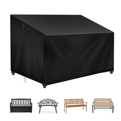 Raweao Gartenbank Abdeckung 2 Sitzer Wasserdicht, Wetterfest Abdeckhaube für Bänk, 500D Oxford Heavy Duty Schutzhülle für Gartenbank Abdeckung Winterfest(134x66x63/89cm) von Raweao