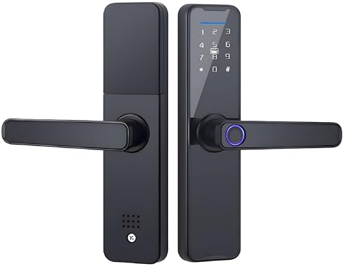 Biometrisches Fingerabdruck-Türschloss für Holztüren, Bluetooth elektronisch, kompatibel mit Tuya Smart Lock für Fernbedienung, schlüssellose Entriegelungssteuerung Schwarz,22X160(50 50) von Rawrr