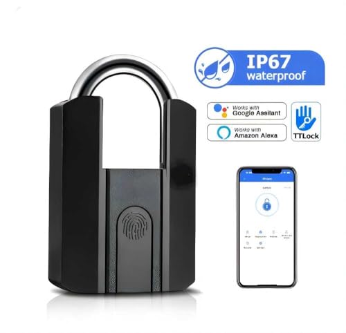 Fingerabdruck Schloss,Intelligentes Fingerabdruckschloss IP67 Wasserdichter Smart Schloss Fingerprint,wetterfestes Vorhängeschloss für Tür, Koffer, Fitnessraum, Fahrrad von Rawrr