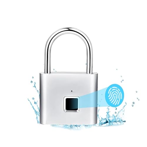 Fingerabdruck Schloss,Smart Schloss Wasserdicht,Fingerabdruck Vorhängeschloss,USB-Aufladung Biometrisch Hohe Sicherheitsverriegelung für Gym Locker,Gepäck,Spind(Silber) von Rawrr