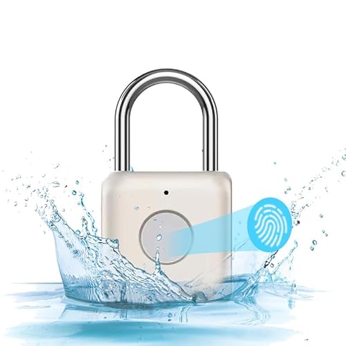 Fingerabdruck-Vorhängeschloss,USB-Aufladung Biometrisch Hohe Sicherheitsverriegelung Mini-Vorhängeschloss für Fitnessstudio,Schulschließfach,Rucksack,Gepäck,Gelb von Rawrr