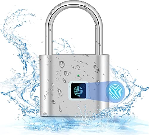 Fingerabdruck Schloss,Smart Schloss Wasserdicht,Fingerabdruck Vorhängeschloss,USB-Aufladung Biometrisch Hohe Sicherheitsverriegelung für Gym Locker,Gepäck,Spind(Silber) von Rawrr