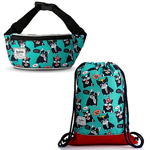 Rawstyle Kombi-Angebot Turnbeutel Sportbeutel + Gürteltasche Hüfttasche für Kinder Design (Modell 15) XX von Rawstyle