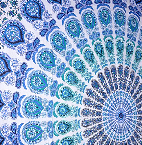Rawyal Indischer Pfau-Mandala-Wandteppich, indisches Wandhänger, indischer Hippie-Wandteppich, böhmischer Wandhänger, Queen-Überwurf-Bettdecke, Dekor-Kunst Rawyal Indischer Pfau-Mandala-Wandteppich, indisches Wandhänger, indischer Hippie-Wandteppich, böhmischer Wandhänger, Queen-Überwurf-Bettdecke, Dekor-Kunst von Rawyal