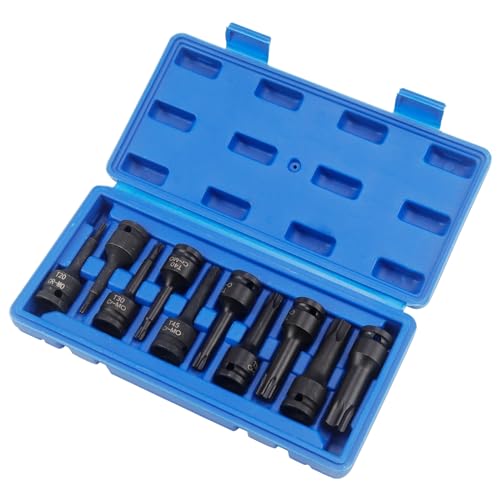 Raxfekro 10 Stück bit schlagschrauber set 1/2 Zoll, Vielzahn torx nuss set T20 - T80 für Drehmomentschlüssel, Bohrersätze, Ratschenschlüssel usw von Raxfekro