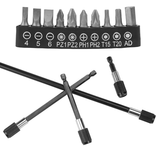 Raxfekro Bithalter Magnetisch Lang 60mm/150mm/100mm/300mm 1/4 Bit Verlängerung, Bithalter Akkuschrauber, Magnetische Bohrer Verlängerung, Magnetischer Universal Sechskantschaft Bithalter von Raxfekro
