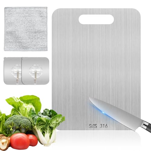 Raxfekro Schneidebrett 316 Edelstahl Set, Edelstahl Schneidebretter, Doppelseitig Verfügbar Antibakterielle Schneidebretter (39 * 28cm) von Raxfekro