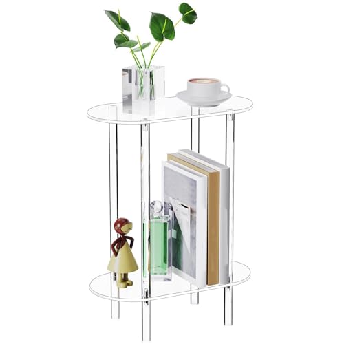 Ecktisch - Eckregal | Beistelltisch 2 Ebenen, Beistelltisch aus Acryl, ovaler Beistelltisch 2 Ebenen, transparenter Acryltisch für kleine Räume, Haus, Wohnzimmer, Schlafzimmer Ecktisch - Eckregal | Beistelltisch 2 Ebenen, Beistelltisch aus Acryl, ovaler Beistelltisch 2 Ebenen, transparenter Acryltisch für kleine Räume, Haus, Wohnzimmer, Schlafzimmer von Raxove