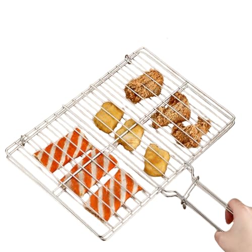 Faltbarer Korb zum Grillen von Fischen – Grillnetz mit langem Griff | Korb für faltbares Grillnetz, Korb für gegrillten Fisch, Korb für Grill, Korb für Grill, Korb von Raxove