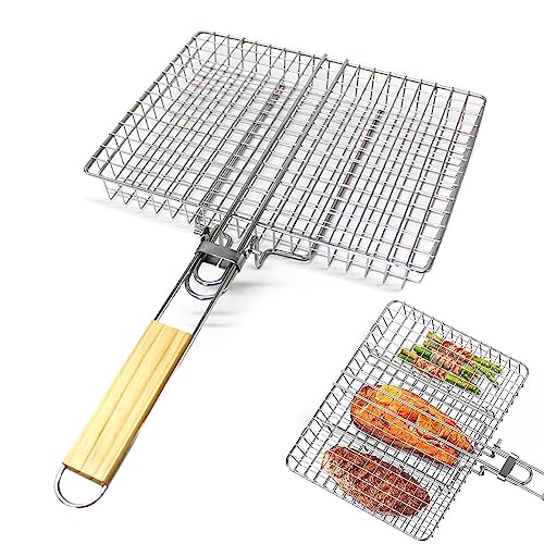 Grillkorb für Gemüse – Edelstahl-Maschen für Camping, Grill-Netz, für Gemüse, Kartoffeln, Fisch, Brokkoli von Raxove
