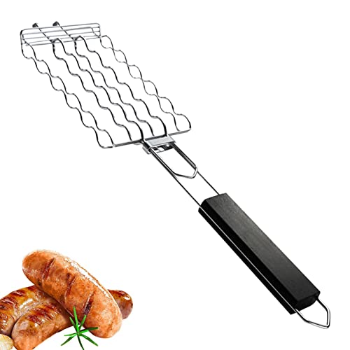 Grillwurstkorb für Grillwürste, Grillkorb für Grill, Wursthalter aus Eisen für den Außenbereich, robuster Grillkorb, perfekt zum Grillen von, Steaks, Ga von Raxove