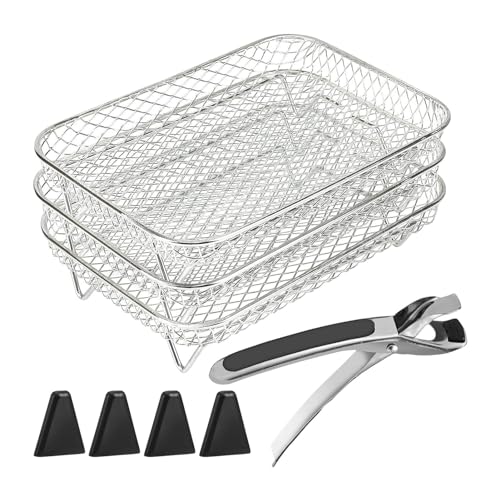 Luftfritteuse Set - Rechteckiges Gitter Für Luftfritteuse Aus Edelstahl | Für Luftfritteuse, Gitter Für Luftfritteuse Für Ninja, 3 Schichten Luftfritteuse Set - Rechteckiges Gitter Für Luftfritteuse Aus Edelstahl | Für Luftfritteuse, Gitter Für Luftfritteuse Für Ninja, 3 Schichten von Raxove