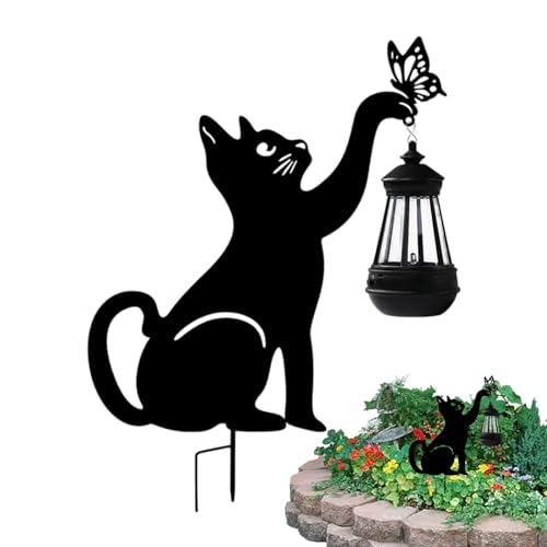 Niedliches Licht für Katzen – Laternenstab für Katzen | Pfosten für Katzen für den Außenbereich 55 x 36 cm mit Licht, Pfosten für Solarlampe für Katzen, Pfosten für Katzen mit Lampe, Solarleuchten für von Raxove