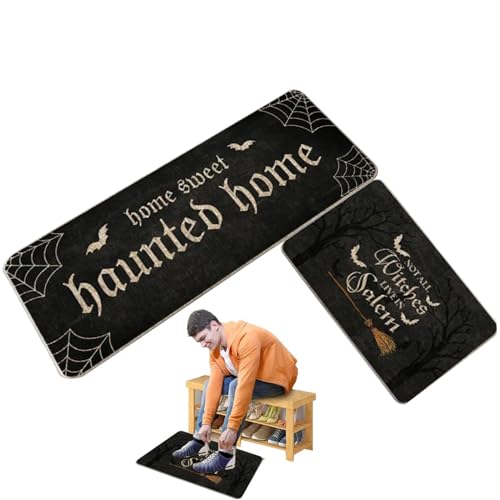 Raxove Halloween-Teppich, Halloween-Küchenmatte | 2 Stück Horror-Küchen-Fußmatten - Küchenläufer unter der Spüle, Gothic-Raumteppich, Willkommensmatte für Halloween von Raxove