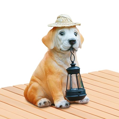 Solarleuchten für Hunde für den Außenbereich, Solarlicht für Hunde | Welpendekoration mit LED-Lichtern | Gartenskulptur mit Solarlaterne, liebevoller Hund für Gartenornamente von Raxove