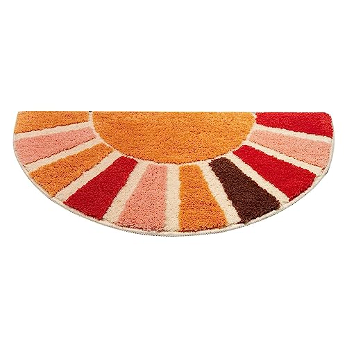 Raxove Sonnenteppich - Weicher, saugfähiger Halbrunder Teppich für Badewanne und Dusche | Halbrunde Boho-Badezimmermatte, 40,6 x 76,2 cm, Sonnenaufgang-Badematte von Raxove
