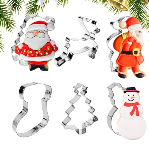 Weihnachts-Ausstechformen – 6 X Weihnachtsplätzchen-Backform | Weihnachts-Ausstechformen-Set Aus Metall, Keksausstecher Aus Lebensmittelechtem Edelstahl Für Weihnachten, 6 X Kuchendekorationswerkzeuge von Raxove