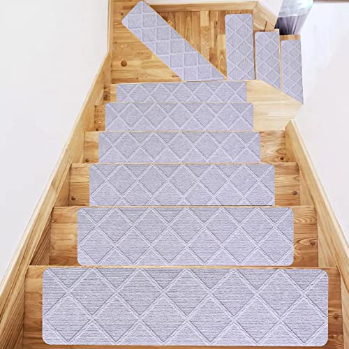 Ray-Velocity 15er Set Stufenmatten 20.3 x 76cm Treppenmatten Treppen rutschfest Selbstklebende Treppenteppich, Anti-Rutsch Sicherheit Stufenteppich für Kinder, Älteste und Haustiere von Ray-Velocity