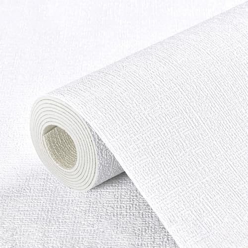 Ray-Velocity 2,5mm Tapete Selbstklebende Strukturierte Tapeten, Wand-Renovierung Dekorative Tapeten, Wasserfester Wandpapier für Schlafzimmer, Küche, Wohnzimmer (Weiß, 50x1000cm) von Ray-Velocity