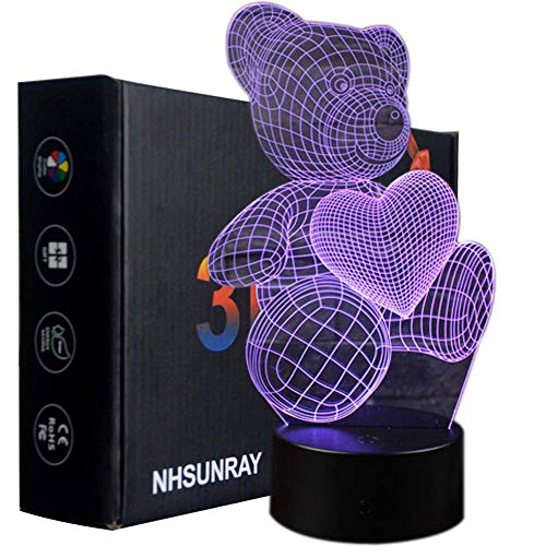 3D Optische Illusie-lampen LED 7 kleuren Touch-Schakelaar Veranderen Nachtlampje Voor Slaapkamer Huis DecoratieBruiloft Verjaardag von Ray-Velocity