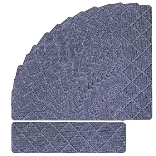 Treppenstufen Matten Selbstklebend, 15 Stück 20.3 x 76cm Rutschfeste Innentreppenläufer für Holzstufen, Treppenstufen Matten Modern, Treppenteppich Antirutsch für Kinder, Älteste und Haustiere von Ray-Velocity
