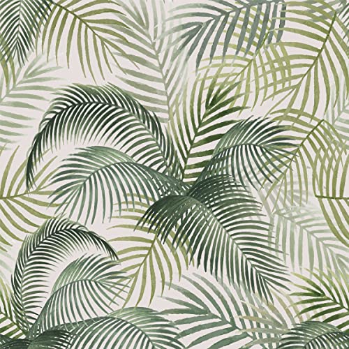 Tropical Green Palm Blätter Tapete, Wanweitong Tropisch Grün Palmenblättern Mustertapete Schälen und Stick Tapete Rolle für Zuhause Büro Arbeitszimmer Wanddekoration (40x600cm, Palm Blätter) von Ray-Velocity