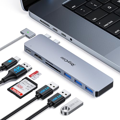 RayCue USB-C Hub HDMI für MacBook Pro/Air M1/M2 (2021-2023) – 4K HDMI Adapter, 3X USB-A 3.0, Thunderbolt 3, SD/TF-Kartenleser – Kompatibel mit MacBook 13", 15", 16" von RayCue